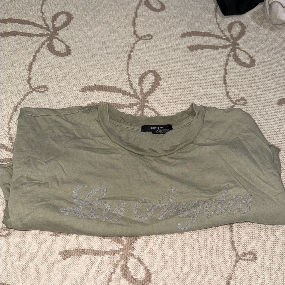 Forever 21 Olive Green Los Angeles Tee